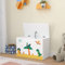 [en.casa] Spielzeugkiste Oleiros mit aufklappbarem Deckel Aufbewahrungsbox für Kinderzimmer Bücher Spielzeug 40 x 60 x 30cm Kinderzimmerbox mit Dinosaurier Motiv Weiß/Grün/Gelb