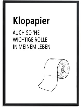 1M® Poster - Badezimmer Deko Bilder - stilvoller Kunstdruck - schwarz weiß Wandbilder - WC Deko - DIN A4 Rolle