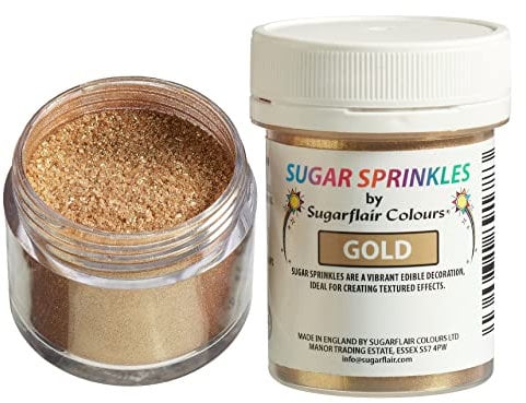 Sugarflair Sugar Sprinkles Gold, Oro, Sprinkles Commestibili, Decorazioni di Zucchero per Torte, Cupcake e Biscotti - 40g