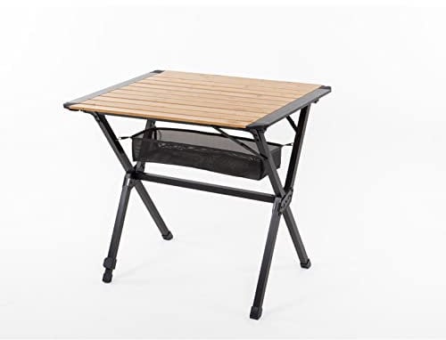 Campingtisch Bambus-Rolltisch 80x60cm Aluminium Gartentisch Klapptisch mit Netz