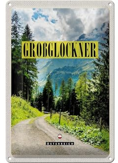 Femer Blechschild Reise 20x30cm Großglockner Berge Schnee Natur Wald