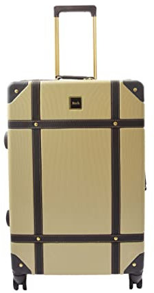 House Of Leather Retro 8 Räder Spinner Reisekoffer Gepäck Hartschalen London, gold, MEDIUM: 68 x 45 x 26cm, 4kg, Hartschalengepäck mit Spinnrollen