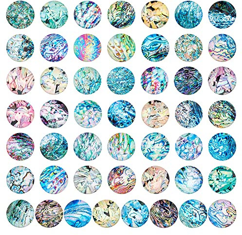PH PandaHall 25mm Cabochons en Verre Coquillage 50 modèles Cabochons thème Marin Cabochons océan Bord de mer Carreau de mosaïque de Coquillage Cabochons à dôme Demi-Rond pour Bijoux et Artisanat
