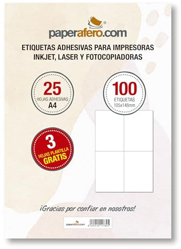 Etiketten Selbstklebend A4 Paperafero | 100 adressetiketten selbstklebend 105x148mm | Aufkleber zum beschriften | Aufkleber Selbst gestalten