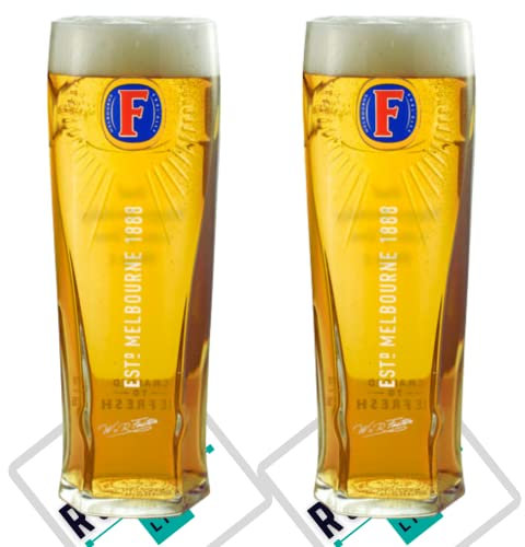 2 x Roxley Fosters Nucleated Lager Beer 20oz Pint Glass Glasses