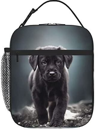 Dog Insulated Lunch Bag Black Labrador Dog Puppy Lunch Box for Women Men Teens Kids, Reusable Lunch Tote Bag, Leakproof Thermal in