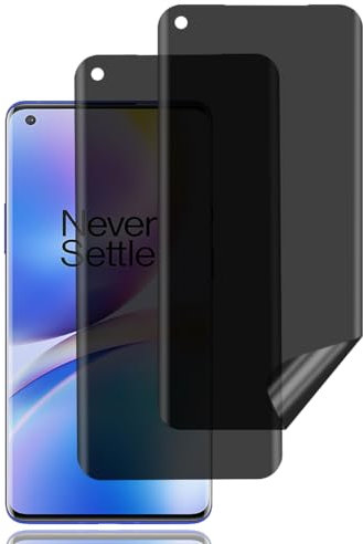 Sichtschutz Schutzfolie für OnePlus 8 Pro [2 Stück], Privacy Schutzfolie, Sichtschutzfolie, Kratzfest, Blasenfrei, Anti-Fingerprint, Anti-Spy Flexibler TPU Displayschutzfoli für OnePlus 8 Pro 5G