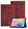 Ausblin Coque Samsung Galaxy Tab S6 Lite 2020/2022/2024 en Relief, étui pour Tablette en Cuir PU Rétro sur Le Thème des Papillons et des Chats pour P610, Rouge