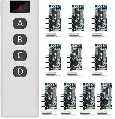 QIACHIP Ricevitore trasmettitore senza fili RX480E modulo RF con telecomando 10 in 1 a 4 canali uscita Link Kit con codice di apprendimento 1527 per telecomando