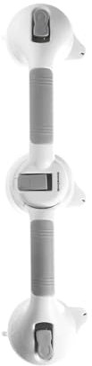 Poignée Ventouse pour Salle de Bain - Barre d'appui de Douche - sans perçage - Angle ajustable - Poignée de Douche Senior 3 ventouses - Blanc