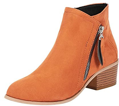 riou Stivali Donna Gambale Curvy Pianta Larga Stivali Donna Texani Bassi Pelle Zeppa Boots Stivali Invernali da Neve Calda Stivali Corti Moda Tacco A Blocco Bassi Scarpe