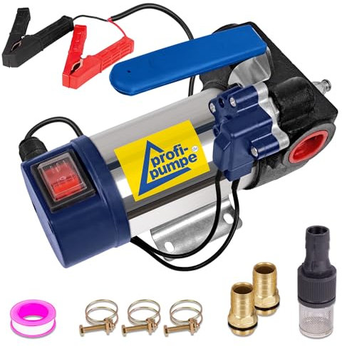 Pompe Diesel Pompe à Fioul Biodiesel Universelle Automatique Diesel Star 160 Pompe à Fût avec Raccord 12V Moteur Puissant avec Enroulement en Cuivre 2 Douilles en Laiton de Qualité 45l/m