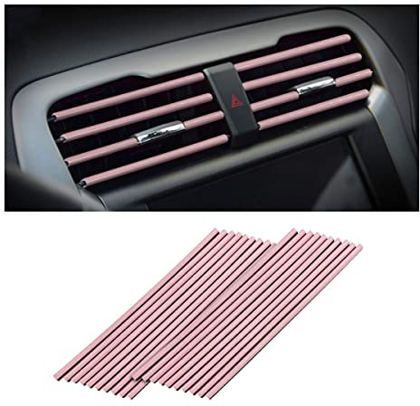 Adunsiaoto 20 Stück Auto Lüftungsschlitz Dekoration, Auto Styling Lüftungsgitter Zierleiste, Auto Klimaanlage Dekorationsstreifen, Lüftungsschlitz Dekoration(Rosa)