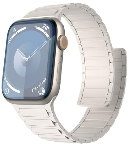 TiMOVO Magnetarmband Kompatibel mit Apple Watch Series 10 9 8 7 6 5 4 3 2 1 SE, Sportarmband mit starkem Magnet für iWatch 38/40/41 mm, Silikon Ersatzarmband,Sternenlicht Gold