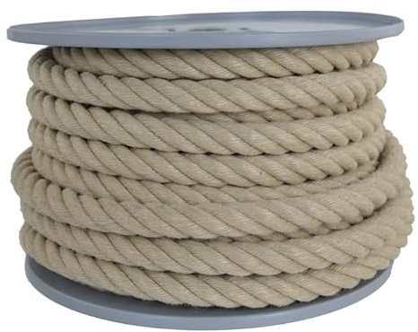 Gepotex Cuerda de cáñamo sintético de cáñamo, diámetro de 20 mm, 25 metros en bobina de disco, 100% polipropileno, 4 trenzados