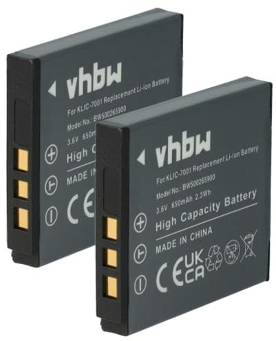 vhbw 2x Battery compatible with Polaroid T1232, T1234, T1235, T1035, T1031 Camera DSLR (650mAh, 3.6 V, Li-Ion)