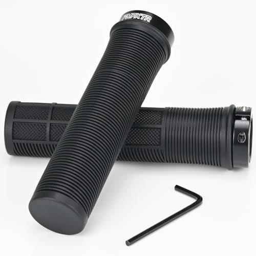 1 Paar Bike Lenker Griffe,Fahrradgriffe,rutschfeste Gummi Fahrrad Griff Griff mit Aluminium Lock,22mm Dämpfung Bike Handgriff,Ergonomisch Griffe Fahrradzubehör für Fahrrad MTB BMX (Schwarz)