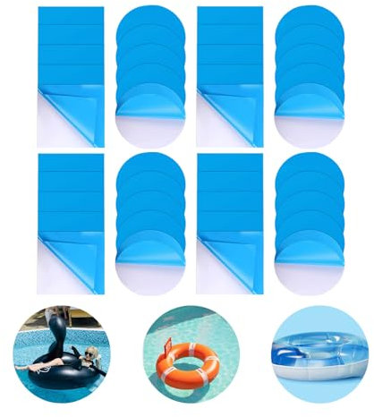 SHPUJUN 40 StüCk Poolflicken Selbstklebend Unterwasser,PVC Pool Flicken,Pool Reparaturset,für Reparatur Leck Wasserbett, Aufblasbaren Sofas/Pools,Klebeband Selbstklebende (20 Kreise+20 Quadrate)