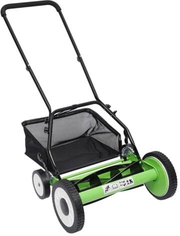 vinnyooc 16 Manual Lawn Mower Cordless Hand Push Lawnmower 0-500㎡ Garden Gear Lawnmower Walk-Behind Lawn Mower 40cm Grass Cutting Width with 5 Blades for Villa Yards Park Greening