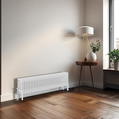 Blümme Traditional 300 x 1460mm Horizontal Cast Iron Radiator Central Heating Radiators Four Column White