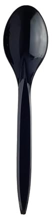 daybays Plastiklöffel Mehrweglöffel 2000 Stk. Schwarz Plastikbesteck Mehrweg Plastik Löffel Suppenlöffel Party Besteck Partygeschirr Spülmaschinenbeständig (Schwarz, 2000)