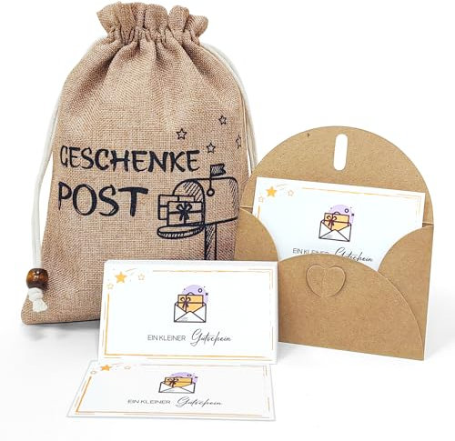Gutschein Weihnachten Geschenke Post - Gutschein zum Selber Ausfüllen, mit 12 Kleiner Gutschein, 12 Briefumschlägen aus Kraftpapier für Geldgeschenk Oder Gutscheine Weihnachten, 1 Sackleinen