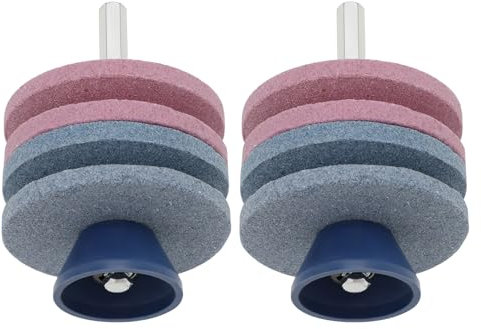 SG Store 2 Piezas de Doble Capa de Corindón Cortacésped Balanceador Cuchilla Afilador Vástago Diámetro 7 Mm Herramienta de Jardín para Taladro Amoladora Piedra para Taladro Eléctrico Taladro Manual