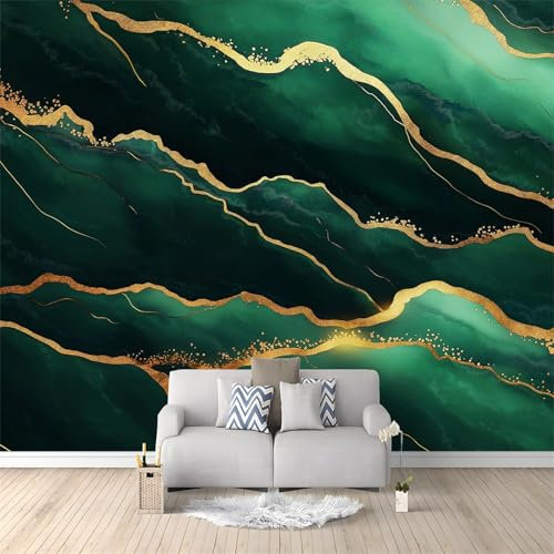 Wallpaper 78.7 x 55.1/200 x 140 cm(WxH) Abstract Simple Lines Pattern Emerald Green Gold Wallpaper for Mural Bedroom Living Room Wall Sticker Rolls for Bedroom Bathroom Decor