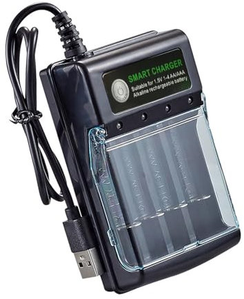 Zgehnao 1.5V Alkaline Battery Charging Box 4 Slot Sliding Type High Efficiencyand LED Indicators For Everyday Use