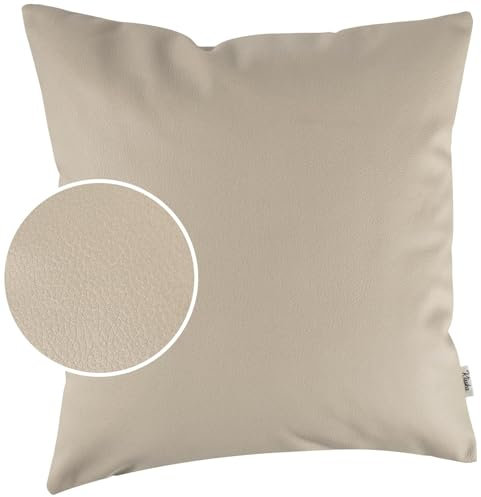 Kissenbezug Kunstleder Dekokissen Sofakissen Leder-Kissenbezüge Kissenhülle Kissen KUMO Beige 40x40cm ohne Füllung