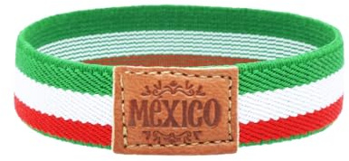 BDM Armband mit der Flagge Mexikos, mexikanisches elastisches Armband, graviertes Leder, Maße für Männer und Frauen
