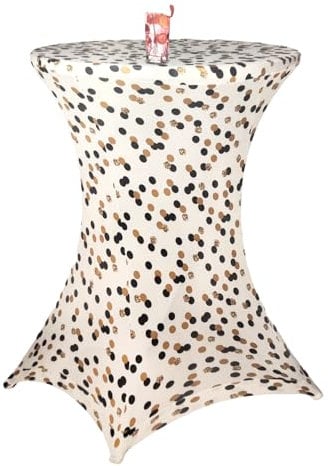 Stretch Stehtischbezug Ø 80cm Stehtischhusse Husse für Stehtisch Tischbezug Bezug Bistrotisch bis 110cm Höhe, Farbe: Gold gepunktet