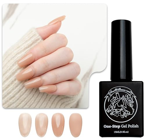 Sun&Beam Nails One-Step Gel Polish 3-in-1 | No Base or Top Coat Needed No Sanding UV/LED Compatible Easy Removal 15ml (#21 Sheer Caramel Beige)