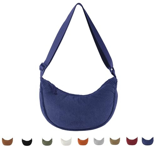 Generisch Cord Crossbody Bag für Damen, Cord Halbmond Tasche Umhängetasche Crossbody Moon Bag Hobo Halfmoon Bag Kord Schultertsche für Arbeit Einkaufen Schule Arbeit Shopping