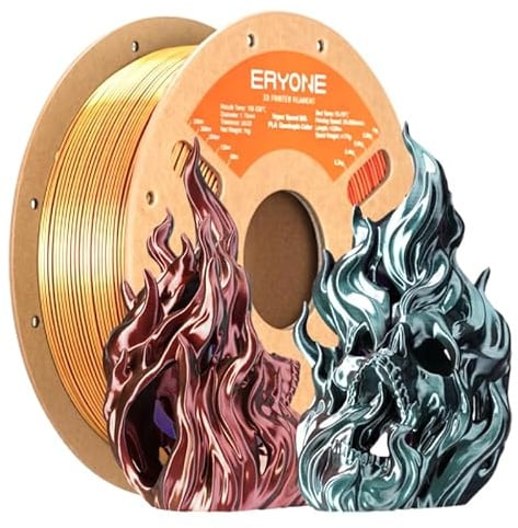 ERYONE HS Silk Quadruple Color PLA Filament for 3D Printer 1.75mm +/- 0.03mm, Hyper Speed Coextrusion Filament PLA Shiny 1kg, Gorgeous Sum (Black & Gold & Red & Green)