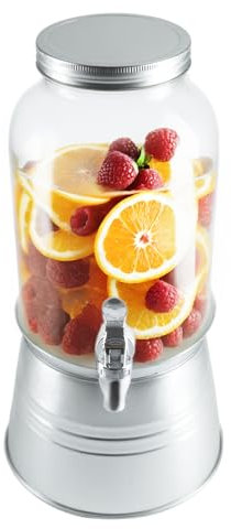 Lily's Home Glass Beverage Dispenser With Stand – 1 Gallon Capacity - Easy-Use Spigot - Drink Dispenser for Parties/BBQs - Large Mouth for Ice/Fruits - Water Dispenser Countertop Use
