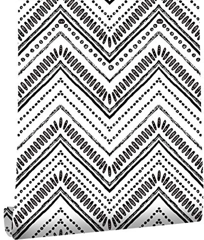 ICYEHAO Black and White Wallpaper,44.5 x 1000 cm Black Geometric Wallpaper Striped Wall Paper Peel and Stick Wall Paper Self Adhesive Furniture Wrap for Living Room,Bathroom,Cabinets
