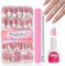 French Tip False Nails - 240Pcs Square Press On Nails Long - 15 Sizes Acrylic Full Cover Fake Nails White Tip French Stick on- for DIY Manicure Extensions