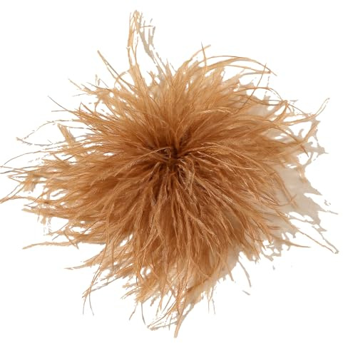 Broche plume d'autruche moelleuse Broche de mariée Mariage Fête Noël Robe Up Corsage Pin Chapeau Accessoires pour femmes Fête de mariage Danse Banquet Robe Accessoires de vêtements Rouge