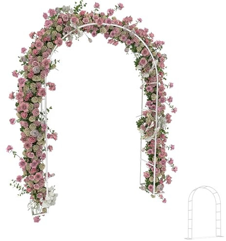 YRHome Rosenbogen aus Metall stabil Gartenbogen 192 x 38 x 240 cm Rosenbögen Rosengestell Pflanzenständer für Rosen und Kletterpflanzen Rankhilfe für Garten Dekoration Hochzeitsdekoration Weiß