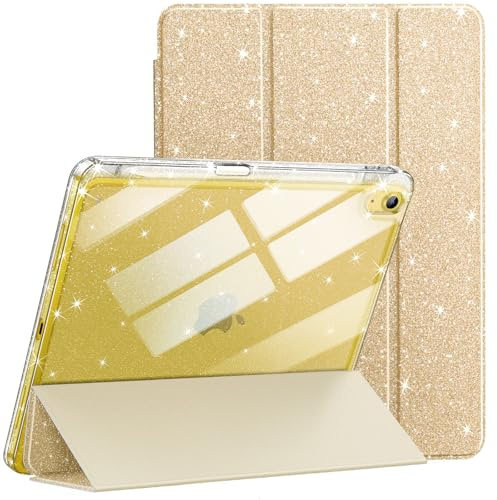 JETech Glitzer Hülle für iPad (A16) 11./10. Gen, Gold | Für 2025/2022 Modell, Glitzerndes Design, Stifthalter, Dünn Transparente Rückseite, Kinderfreundlicher Stil