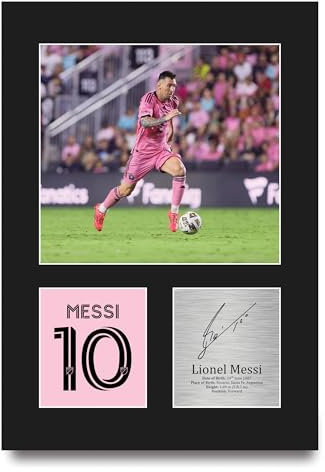 HWC Trading Lionel Messi Inter Miami Geschenke Gedrucktes Signiertes Autogramm Foto für Fußball Anhänger and Fans - A4 Porträt