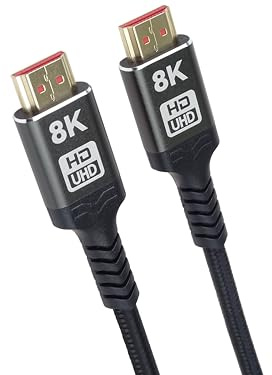 PremiumCord 8K Ultra High Speed ​​HDMI 2.1 Kabel M/M 48Gbps mit Ethernet, Videoauflösung 8K@60Hz, Deep Color, 3D, EDID, ARC, HDR, 3x Geschirmt, Textilkabel Geflecht, Vergoldet, Länge 2m
