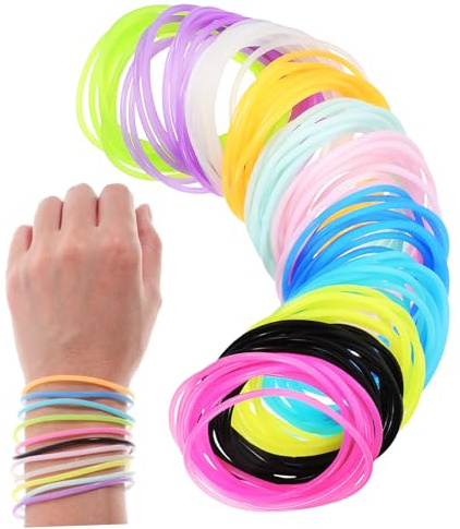 ZUNOXAZ 150 Stück Nachtleuchtende Silikonarmbänder Damen und Mädchen Elastische Silikon Haargummis Bunt Party Gastgeschenk Verkleidungszubehör