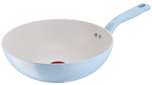 Lagostina Brezza, Wok Antiaderente Ø 28 cm, Rivestimento Mineralia, Indicatore di Calore Thermo-Signal, Manico Rivettato, Compatibile con Induzione