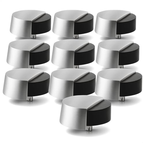 com-four® 10x Türstopper aus poliertem Edelstahl, Türanschlagspuffer 5 cm | Türschutz mit Gummipuffer - Bodentürstopper für Wohnung - Büro - Küche