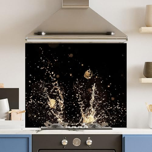 Premium 75 x 60cm Champagne Splash 6mm Glass Toughened Kitchen Splashback