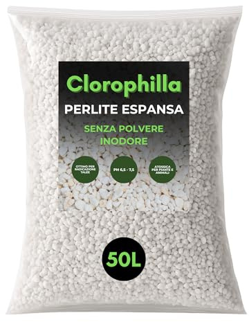 CLOROPHILLA Perlite per Piante in Vaso Leggera e Porosa, Perlite Giardinaggio Ideale per Terricci, per Piante, Ortaggi e Spezie (50 Litri)