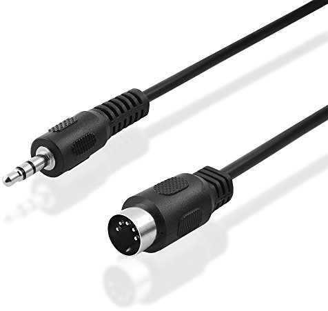 BestPlug 1,5 Meter Audio Stereo Kabel Aux in Out, 3,5mm Klinke Stecker auf 5pol MIDI Stecker, Schwarz