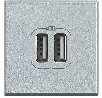 BTicino Axolute Caricatore USB, 1500 mA, 5 V, 2 Posti, Grigio